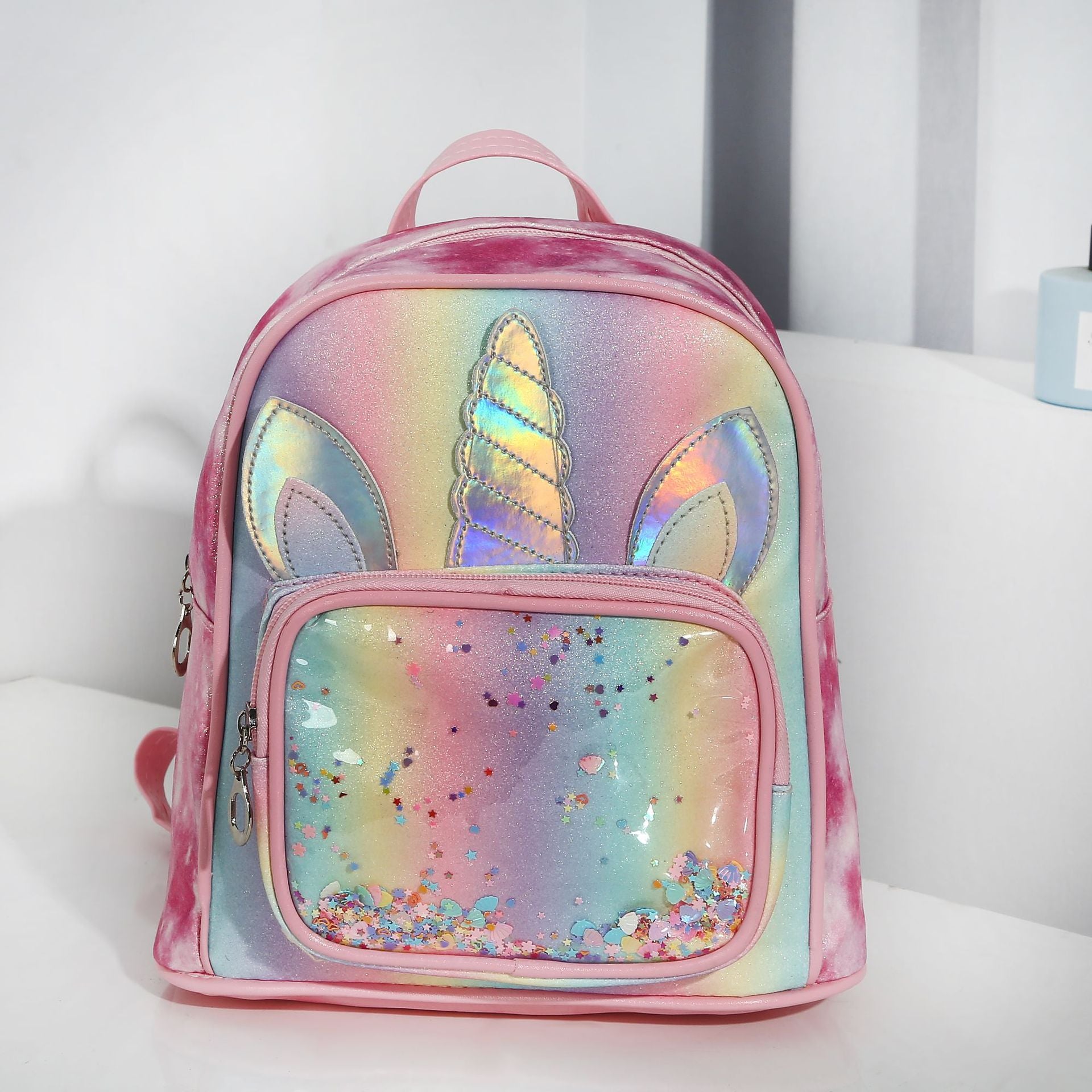 Mochila de unicornio de gradiente de cuero de cuero al por mayor
